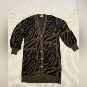 Heartloom Olive and Black Animal Print Cardigan
